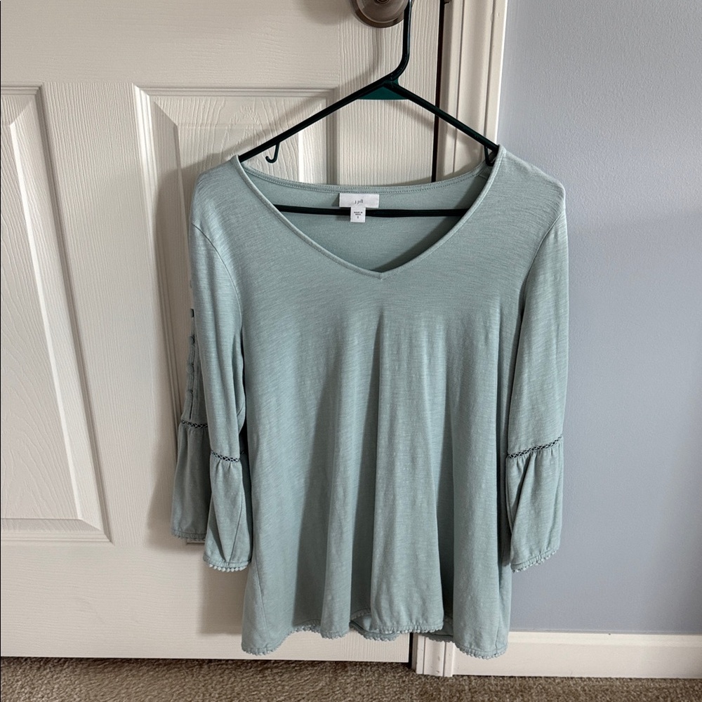 J. Jill Women's Light Green V-Neck Top